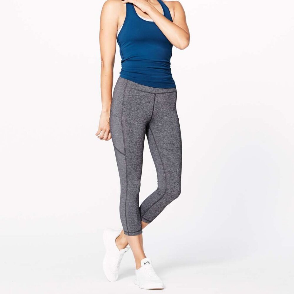 Lululemon Heathered Black Speed Up Crop 21" 2 - Picture 3 of 7